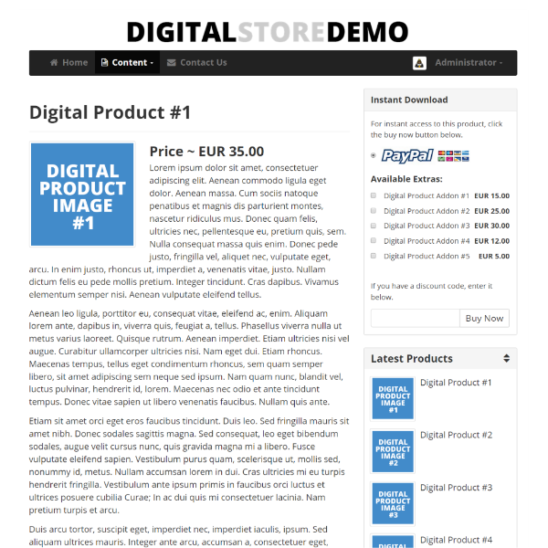 Digital Store Script Product Page