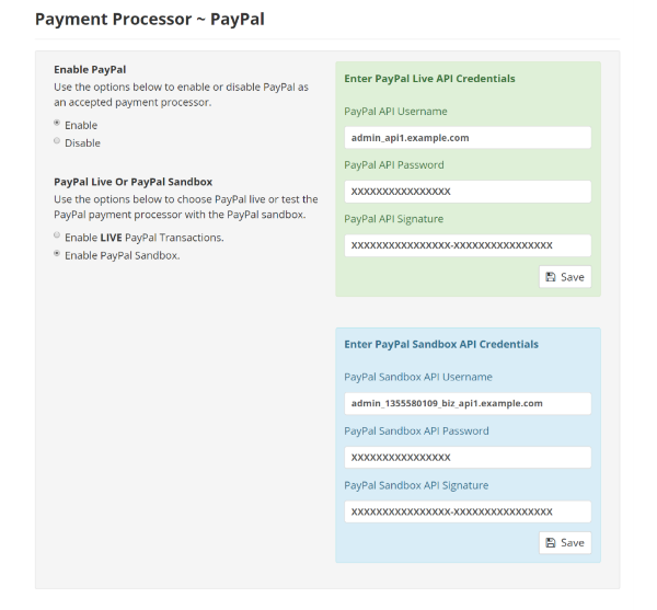 Payment Processor Settings